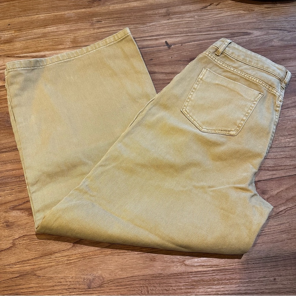 Cider Women’s Mustard Gold Khaki Wide Leg Jeans Pants Trousers Pockets NWT XL